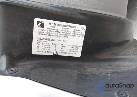 2004 Saturn Vue V6 from USA, damaged, VIN 5GZCZ53404S819100